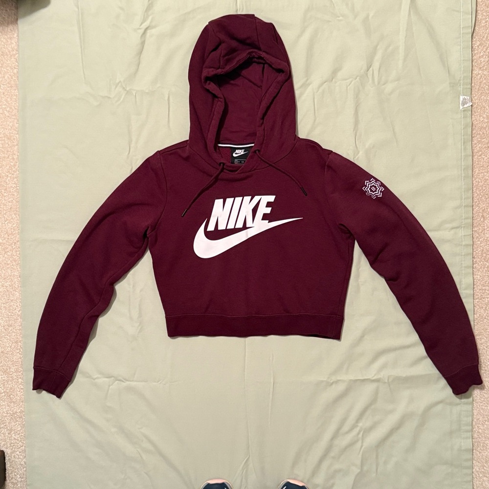 Nike Women's Burgundy Cropped Hoodie